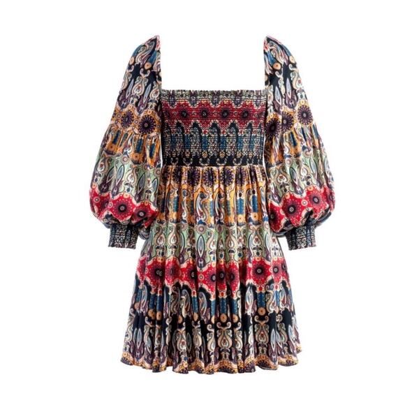 Alice + Olivia Julissa Empire Waist Mini Dress Now And Forever Tangerine Size 6 - Picture 3 of 16